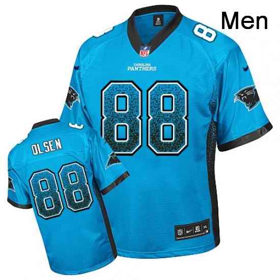 Mens Nike Carolina Panthers 88 Greg Olsen Elite Blue Drift Fashion NFL Jersey